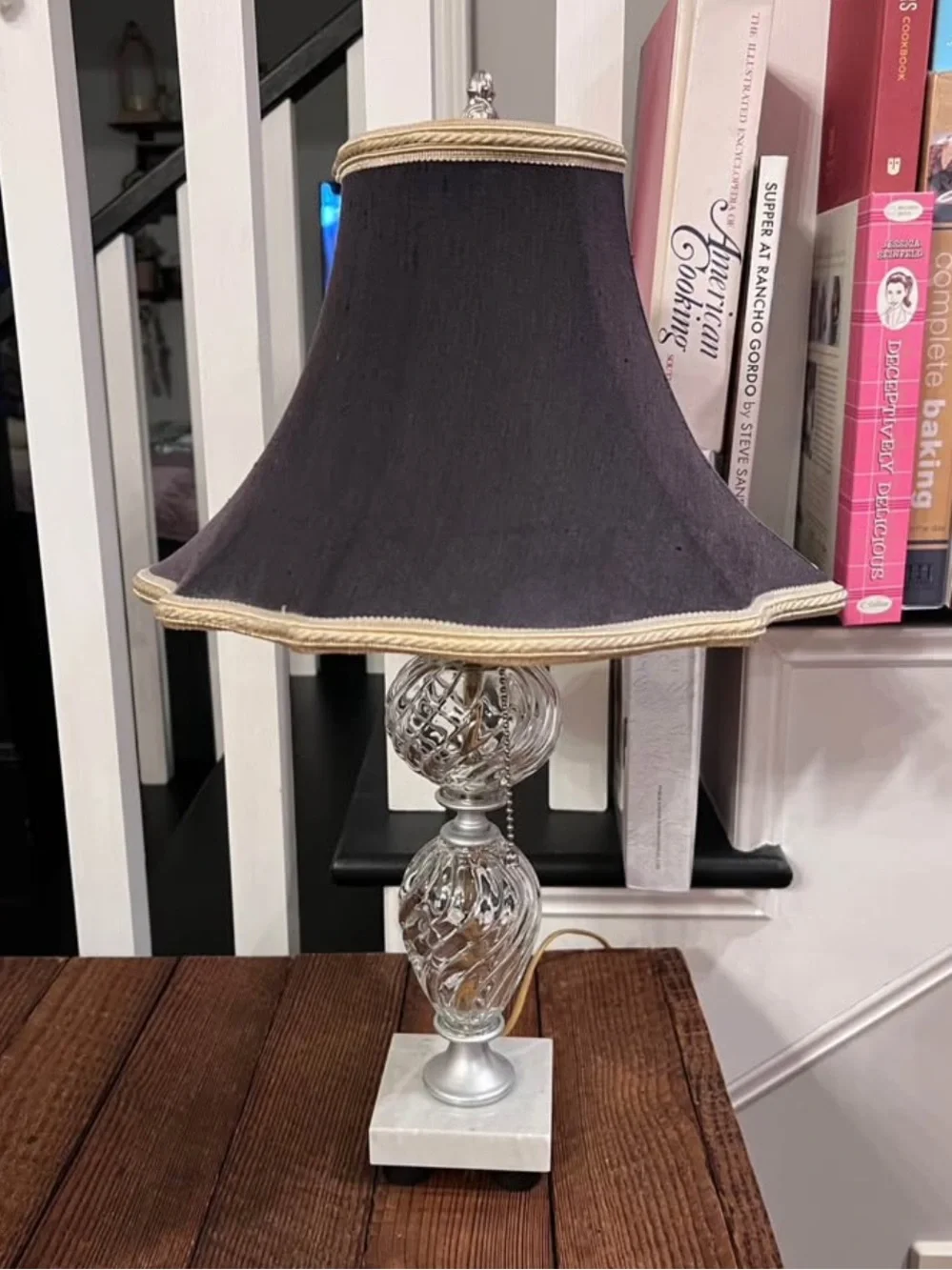 Elegant Grey and Silver Glass Table Lamp